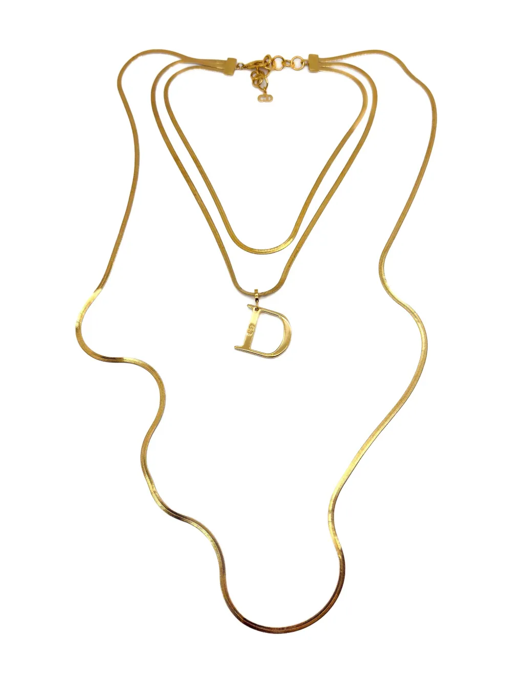 Christian Dior Pre-Owned 1980s D Drop-pendant necklace | Gold | Image 1