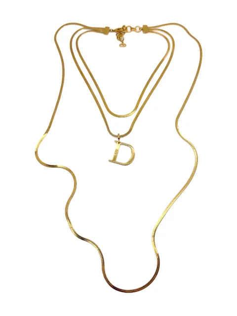 Christian Dior Pre-Owned 1980s D Drop-pendant necklace