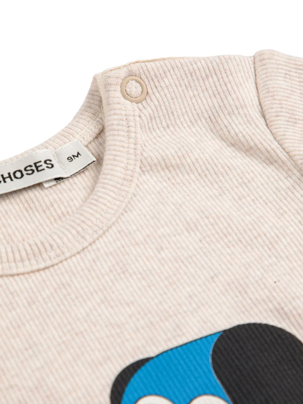 Bobo Choses Geribbelde romper met hondenprint Beige