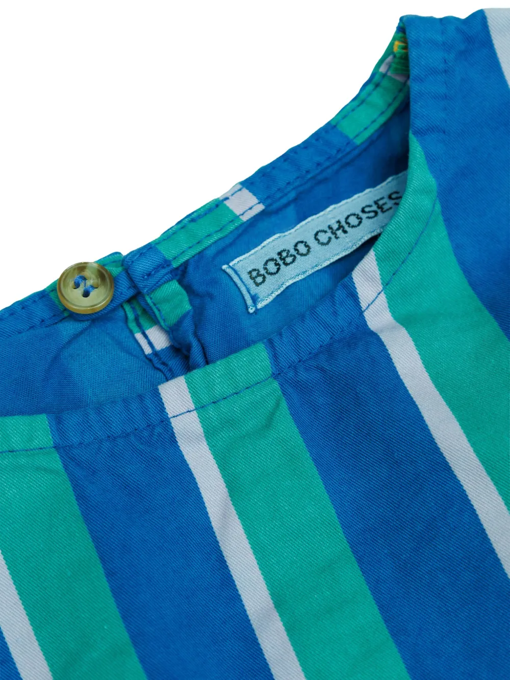 Bobo Choses Ruffle-sleeve Striped Dress In Blue
