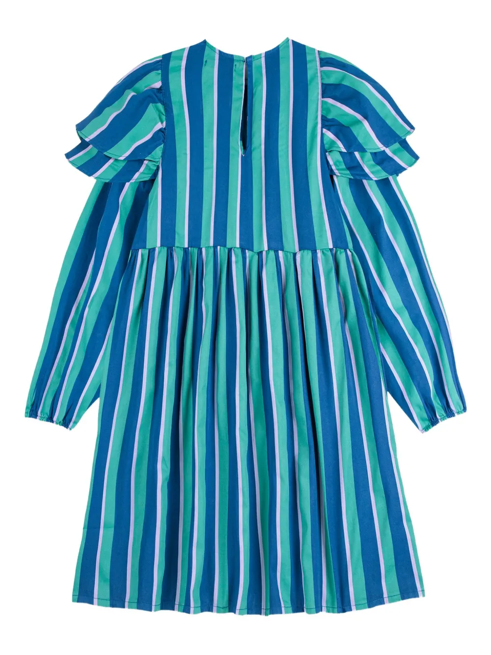 Bobo Choses Ruffle-sleeve Striped Dress In Blue
