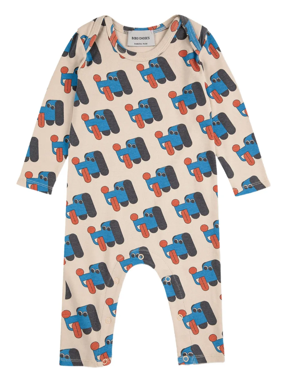 Bobo Choses Dog-print Long-sleeve Jumpsuit In Multi
