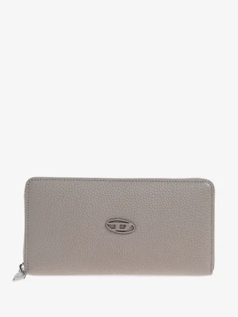 Diesel zip-around logo-plaque wallet