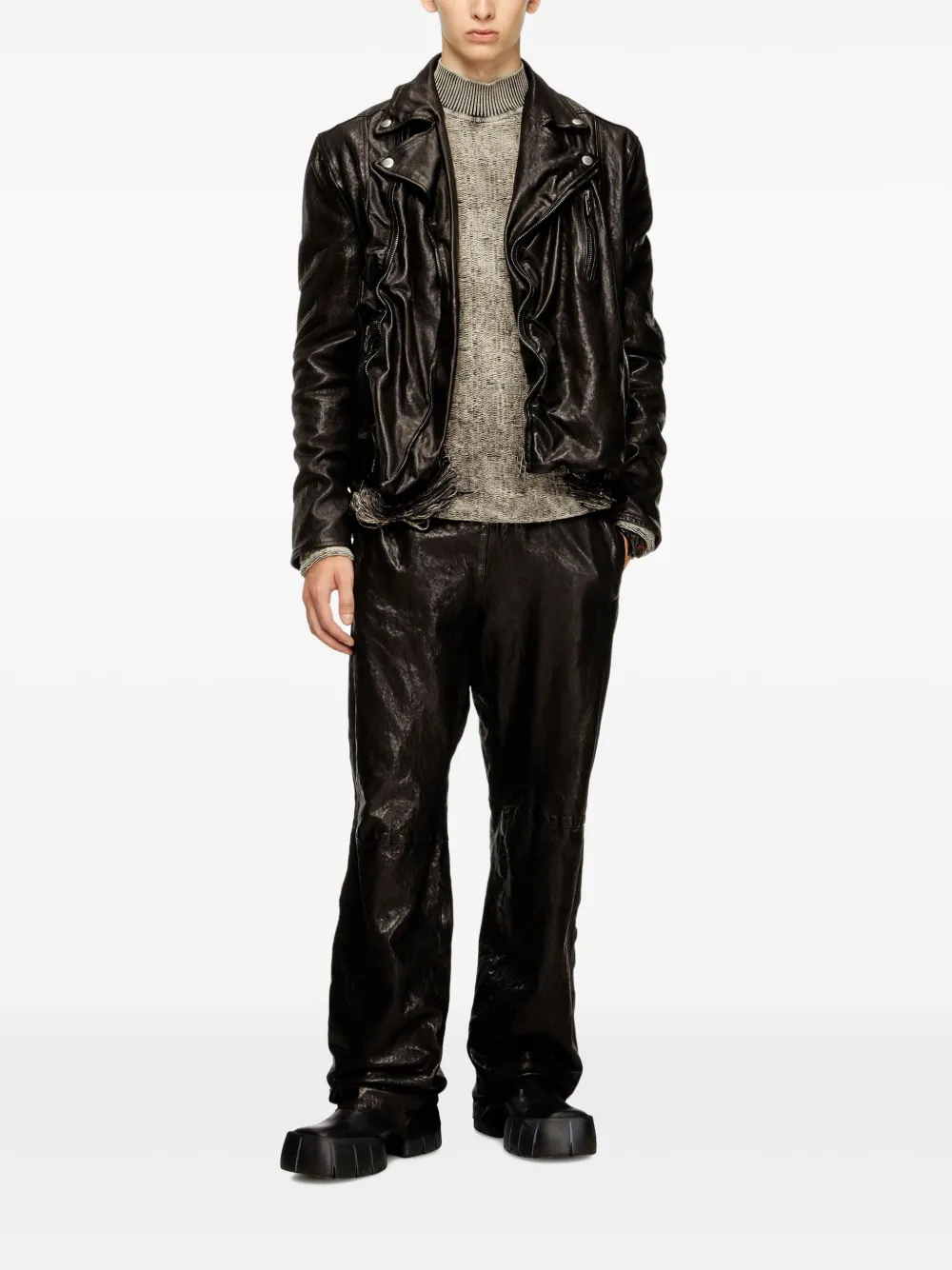 Diesel elasticated-waist leather trousers | Regular-Fit & Straight Leg Pants | Image 2