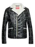 Diesel quilted panelled biker jacket - Black
