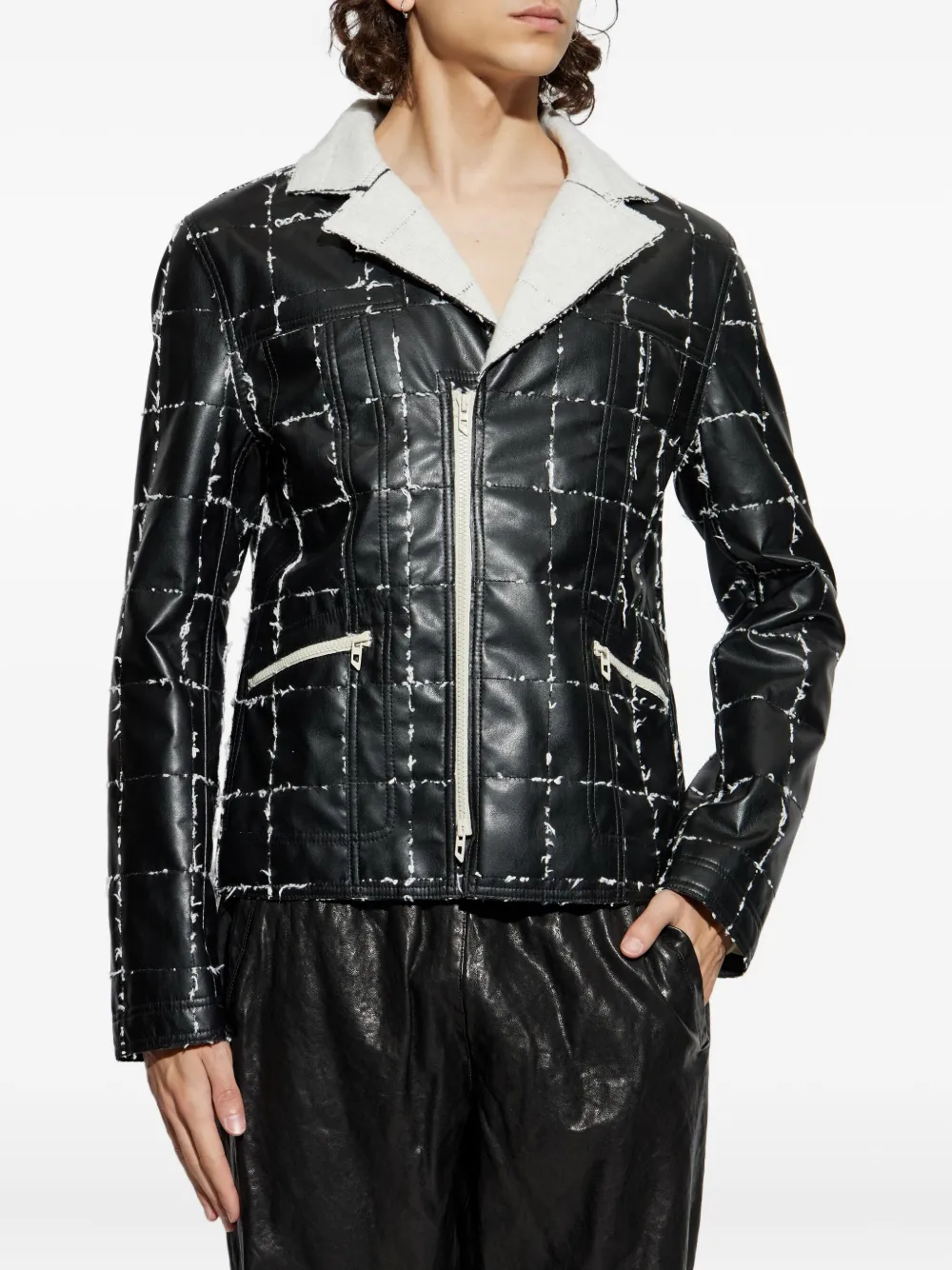 Diesel Bikerjack met gewatteerde vlakken Zwart