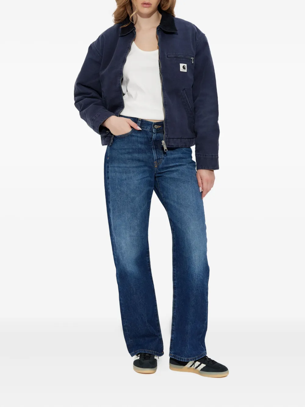 Carhartt Zip-fastening Logo-patch Jacket In Blue