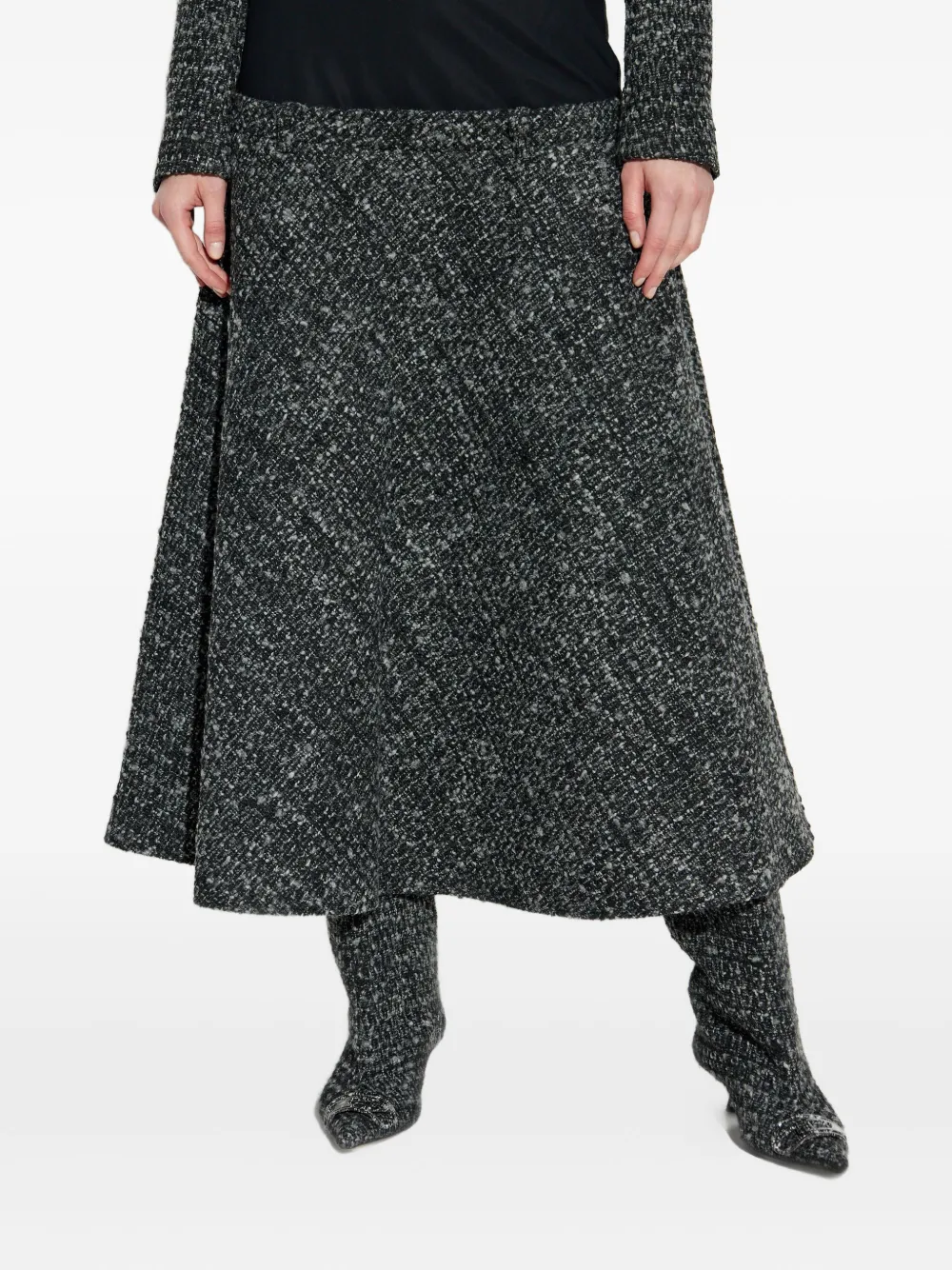 Diesel Panelled High-waisted Midi Skirt In Gray