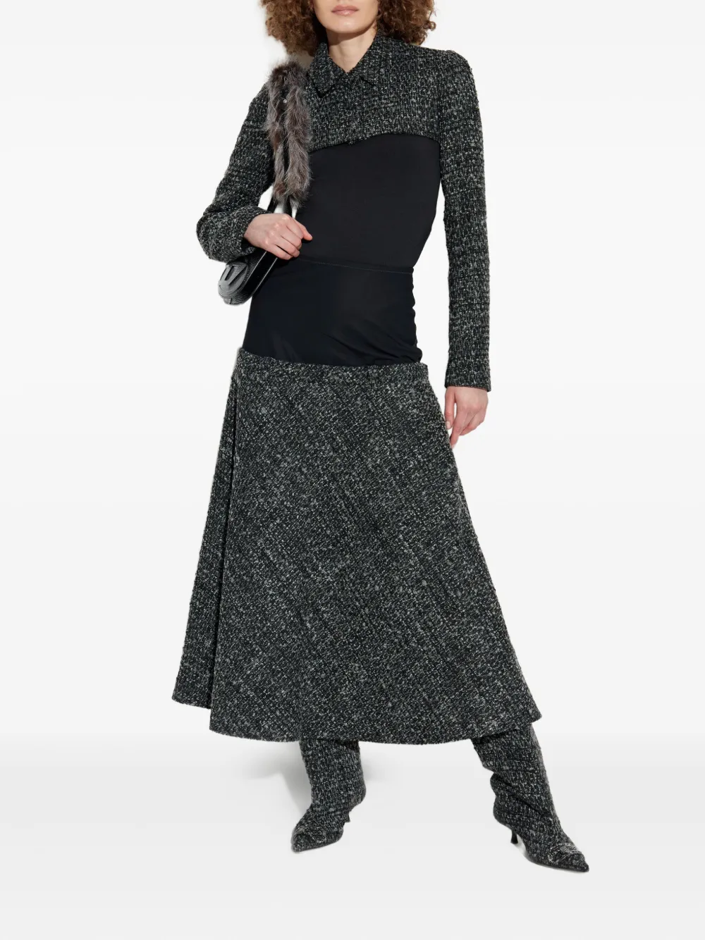 Diesel panelled high-waisted midi skirt - Grijs