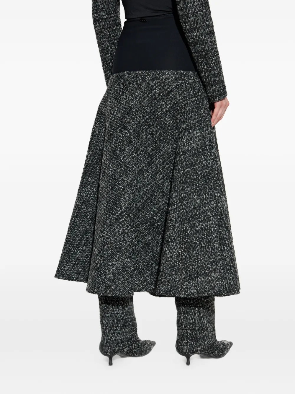 Diesel Panelled High-waisted Midi Skirt In Gray