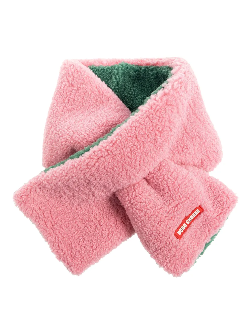 Bobo Choses teddy-fleece reversible scarf - Roze