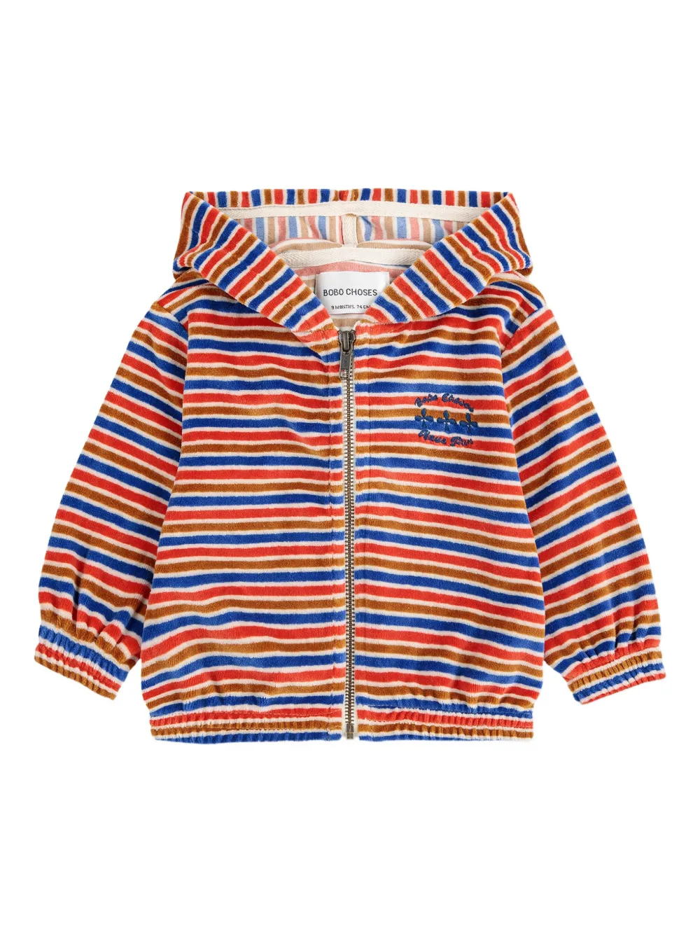 Bobo Choses stripe-pattern embroidered-logo hoodie | Red | Image 1