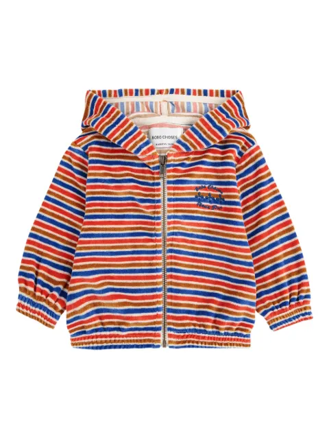 Bobo Choses stripe-pattern embroidered-logo hoodie