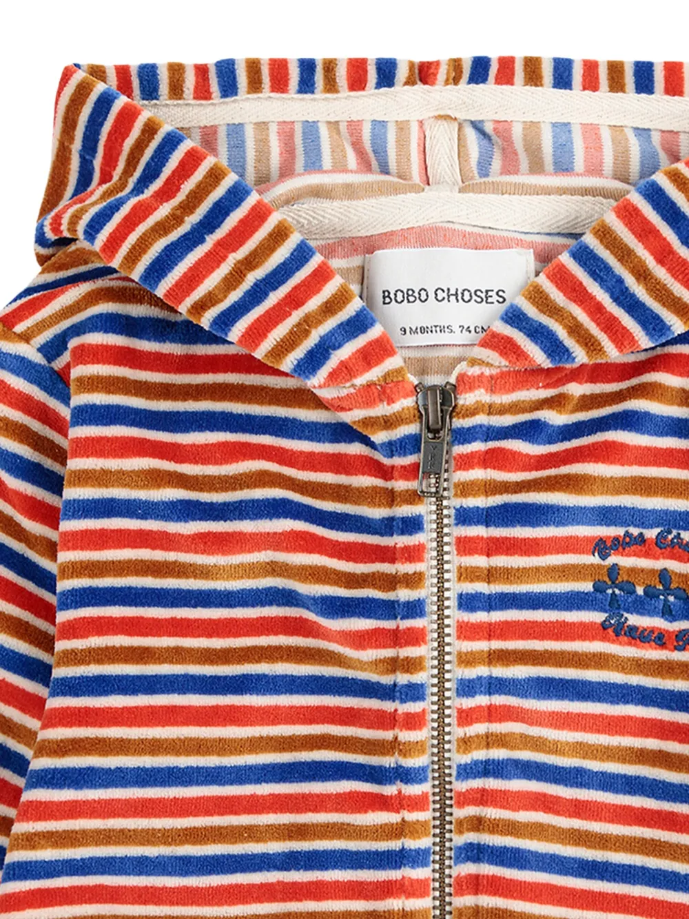 Bobo Choses Gestreepte hoodie met geborduurd logo Rood