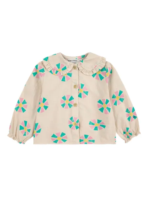 Bobo Choses playera con volantes en el cuello y estampado floral