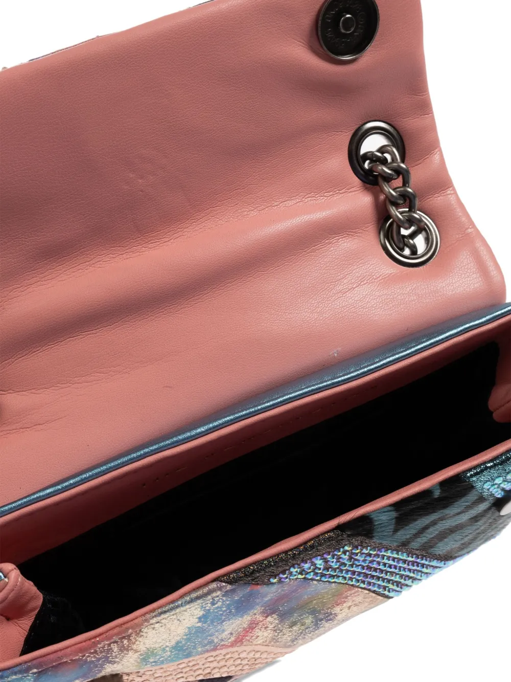 Kurt Geiger Patchwork Crystal-embellished Shoulder Bag In Pink
