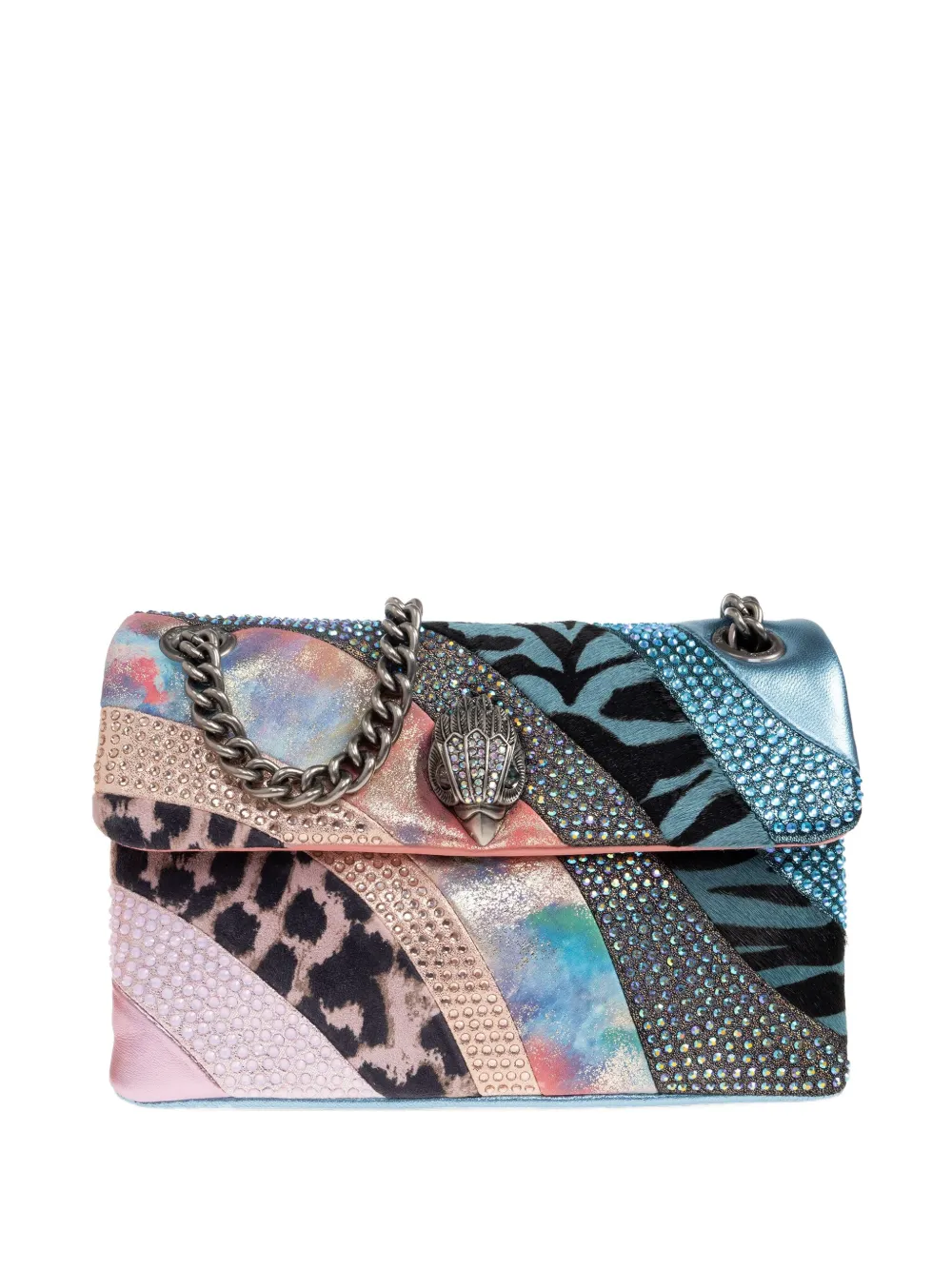 Kurt Geiger London patchwork crystal-embellished shoulder bag | Pink | Image 1