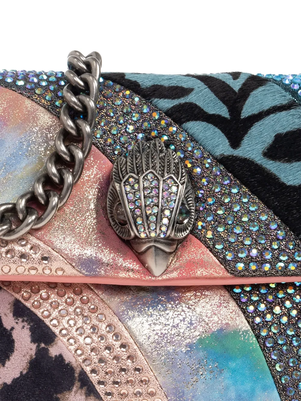 Kurt Geiger Patchwork Crystal-embellished Shoulder Bag In Pink