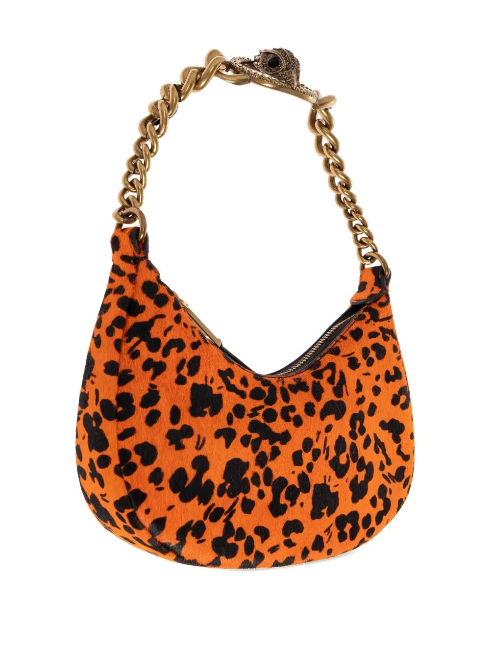 Kurt Geiger Small Chelsea Chain-embellished Leopard-print Shoulder Bag In Orange
