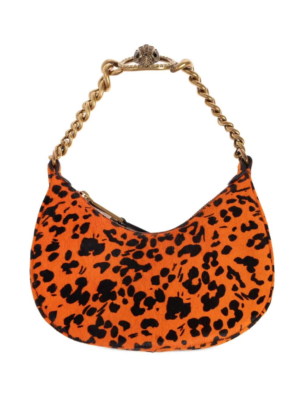 Kurt Geiger Small Chelsea Chain-embellished Leopard-print Shoulder Bag In Orange