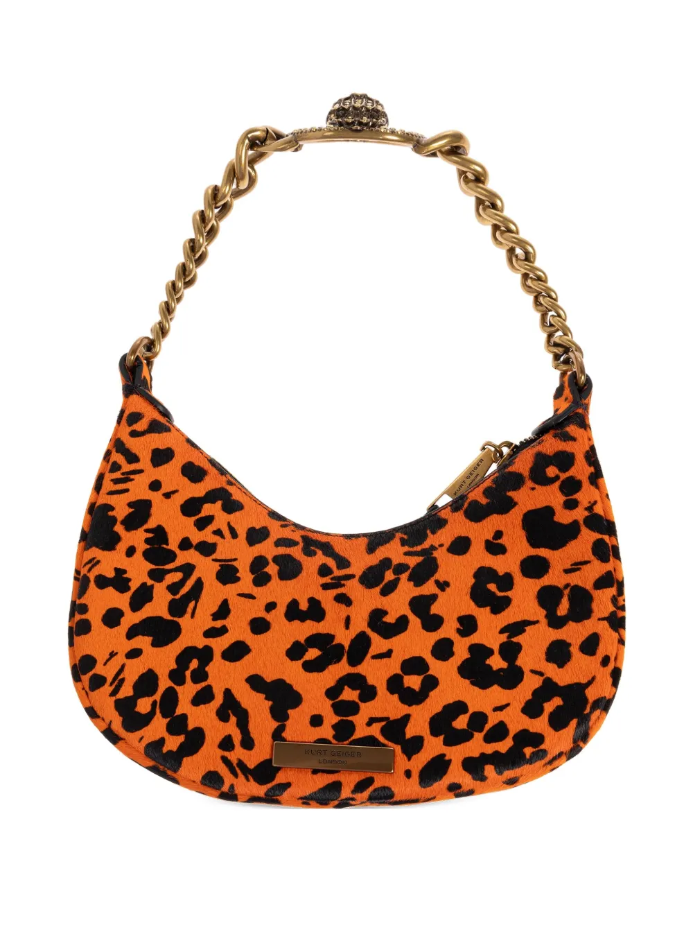 Kurt Geiger London small Chelsea chain-embellished leopard-print shoulder bag | Orange | Image 1