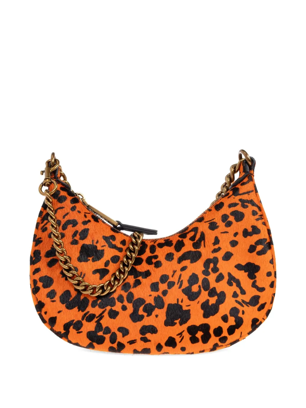 Kurt Geiger Small Chelsea Chain-embellished Leopard-print Shoulder Bag In Orange