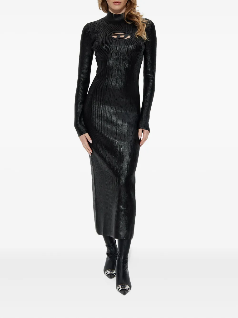 Diesel logo-detail ribbed dress - Zwart