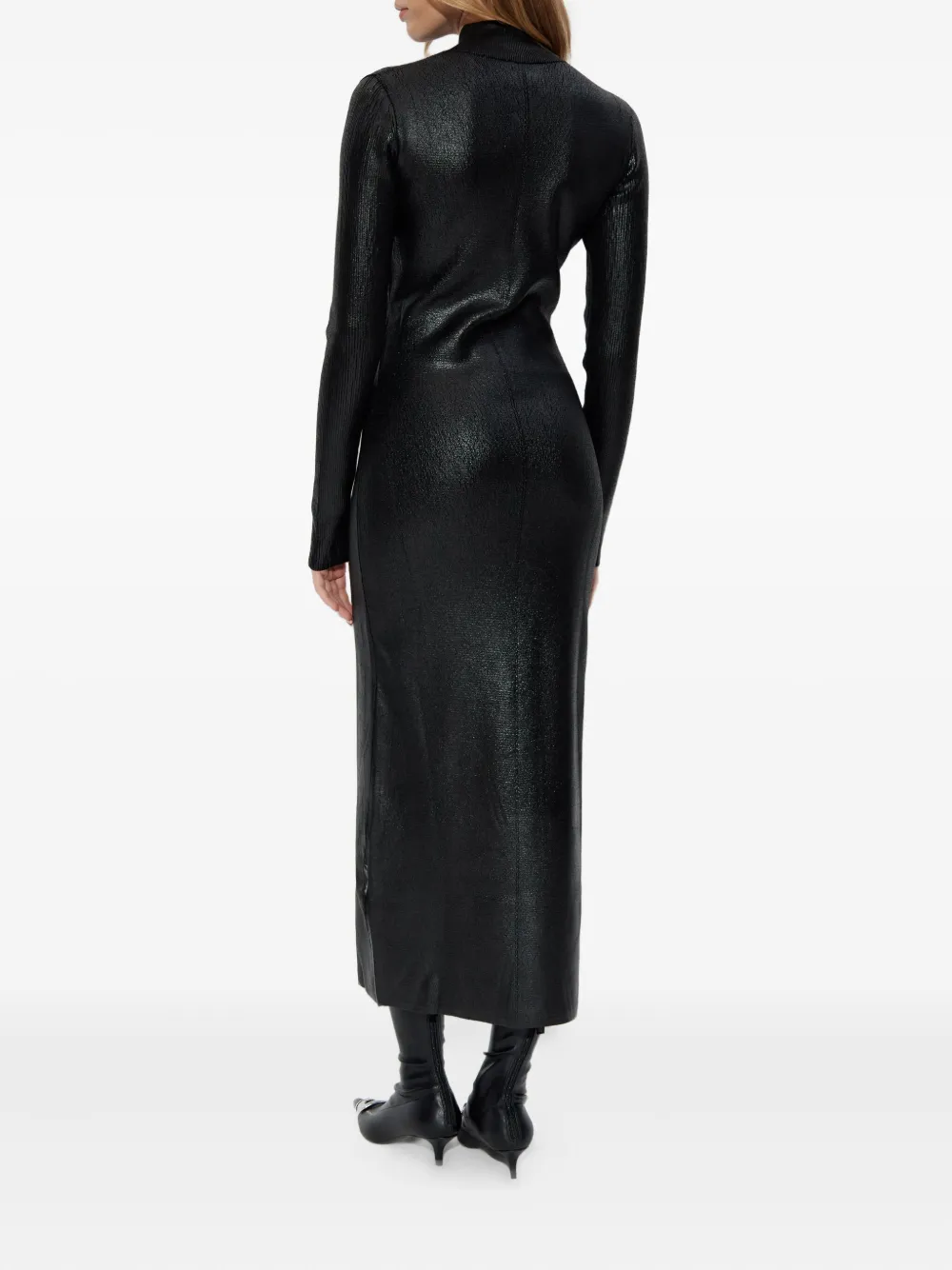 Diesel Logo-detail Ribbed Dress In Black