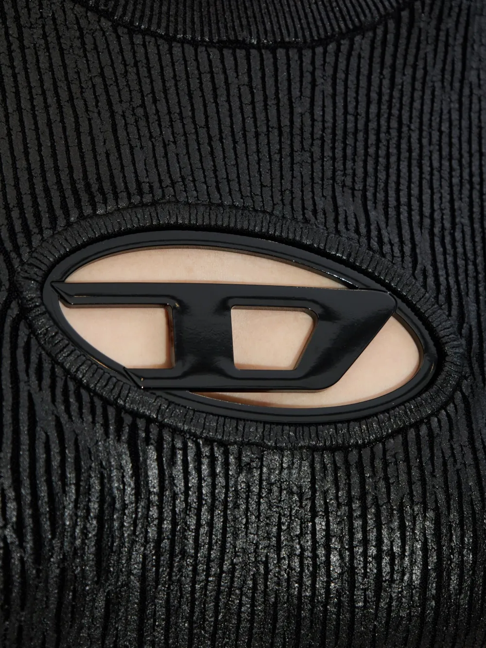 Diesel Logo-detail Ribbed Dress In Black