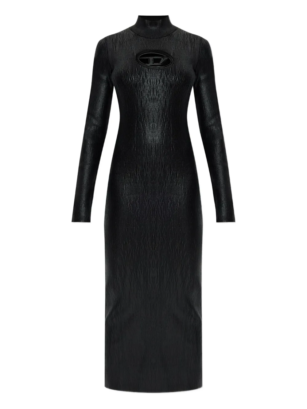 Diesel Logo-detail Ribbed Dress In Black