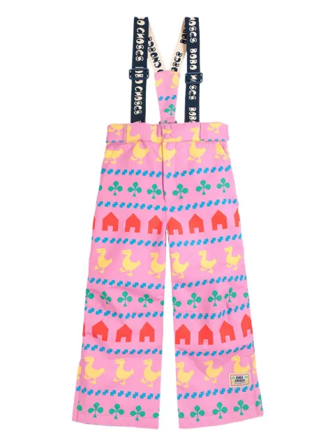 Bobo Choses duck-print suspender trousers
