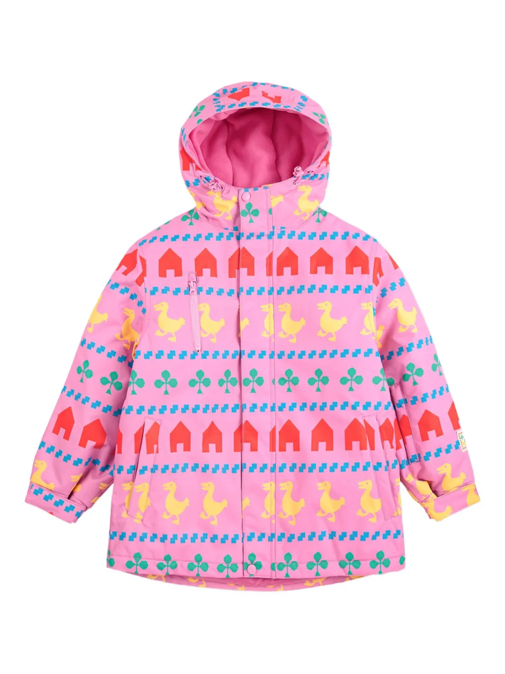 Bobo Choses duck house print hooded jacket | Pink | Image 1