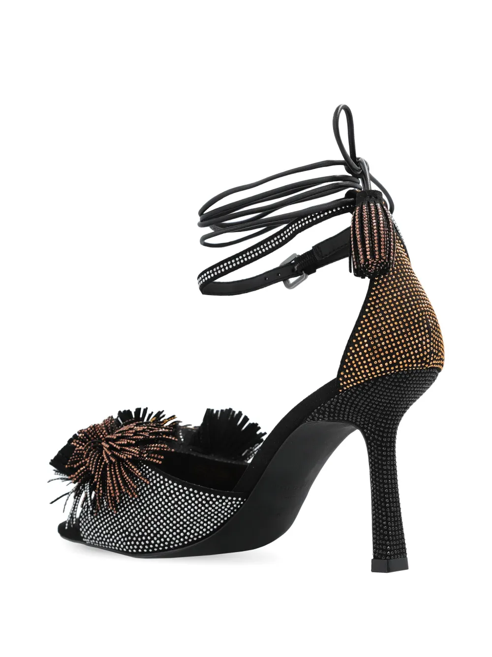 Kurt Geiger London 90mm Pom embellished ankle-tie sandals Black