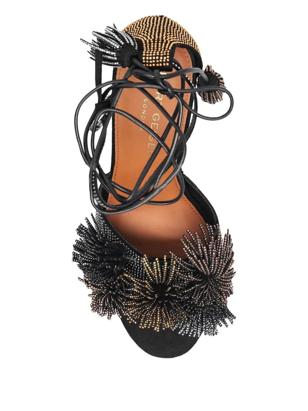 Kurt Geiger London 90mm Pom embellished ankle-tie sandals Black