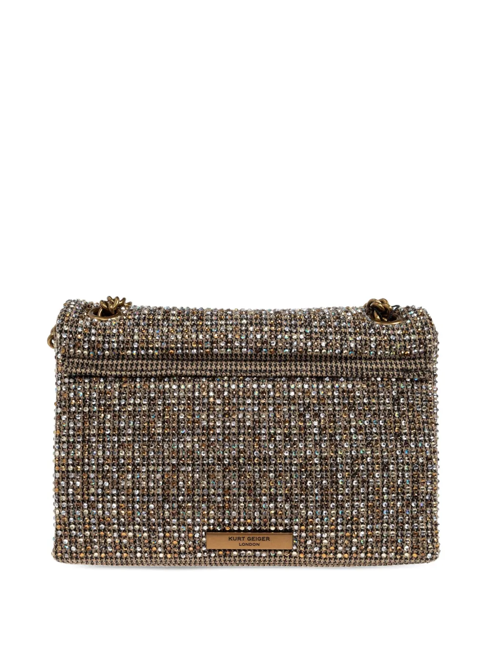 Kurt Geiger Medium Kensington Crystal-embellished Chain Bag In Neutral