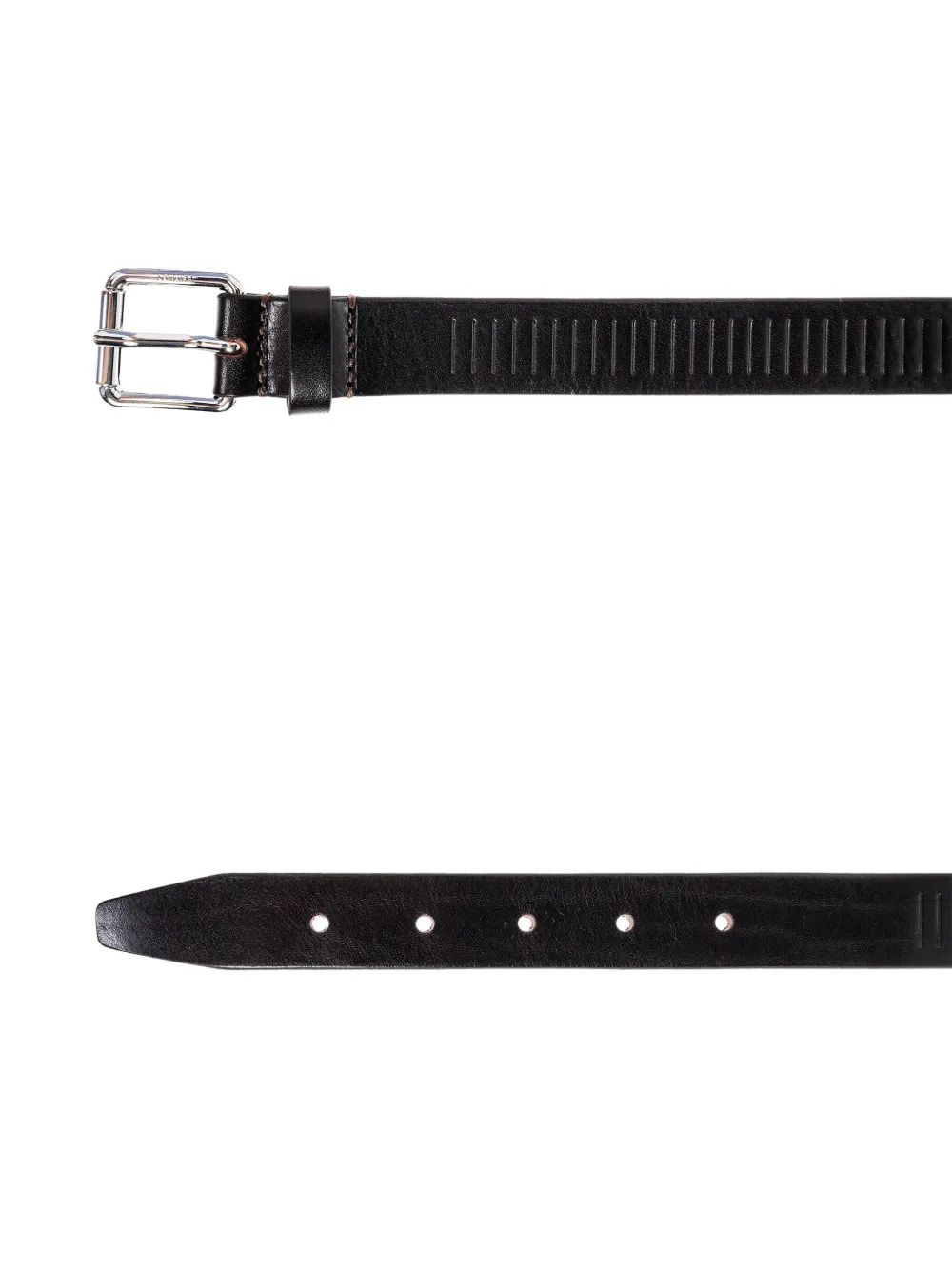 Lemaire Leather-grooved Belt In Black