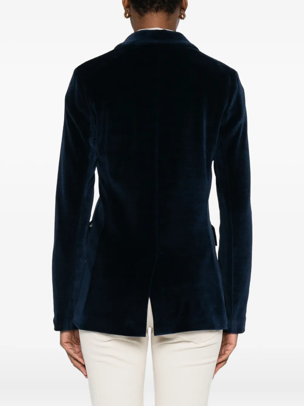Ottod'ame Velvet Double-breasted Blazer In Blue