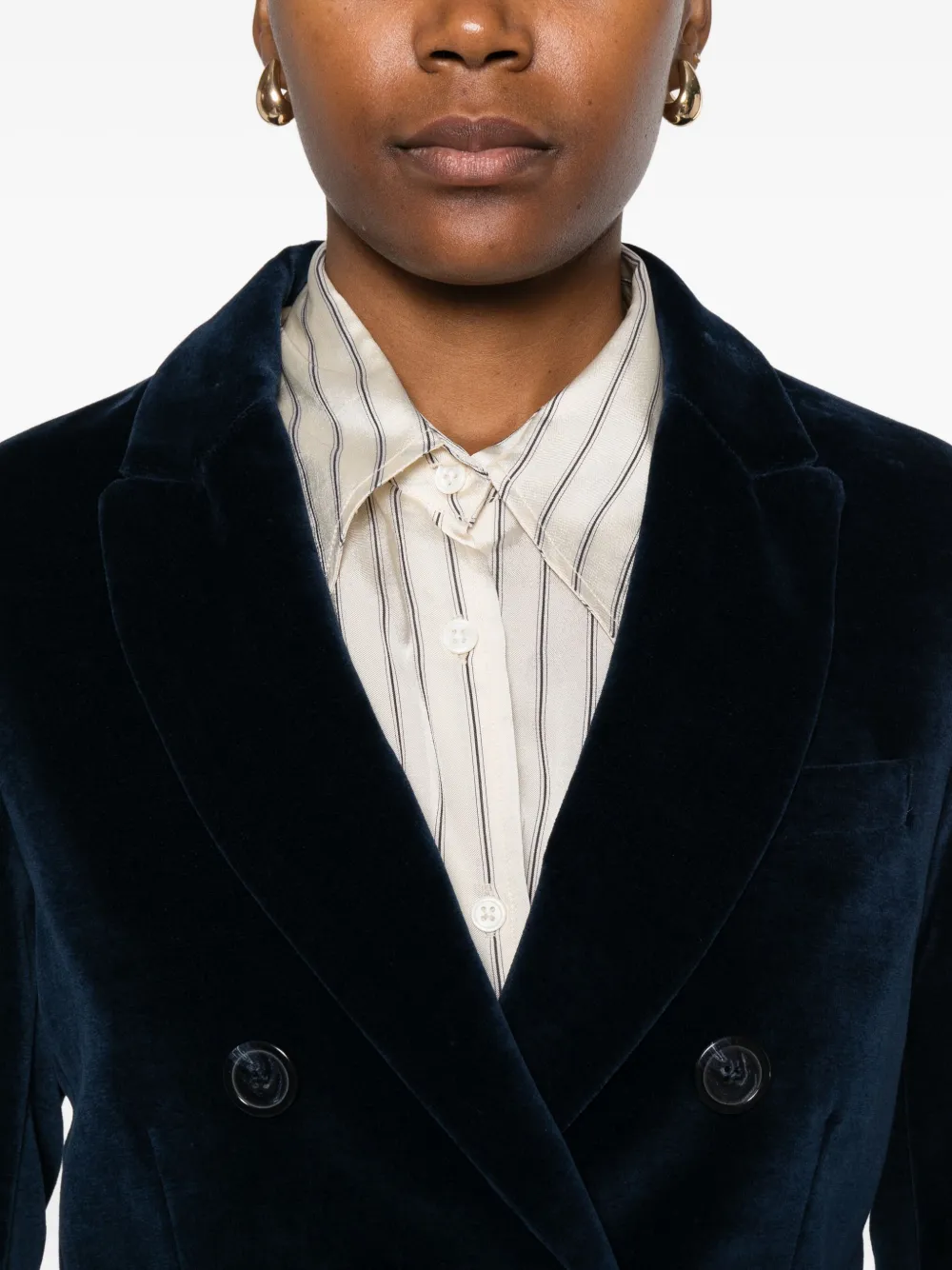 Ottod'ame Velvet Double-breasted Blazer In Blue