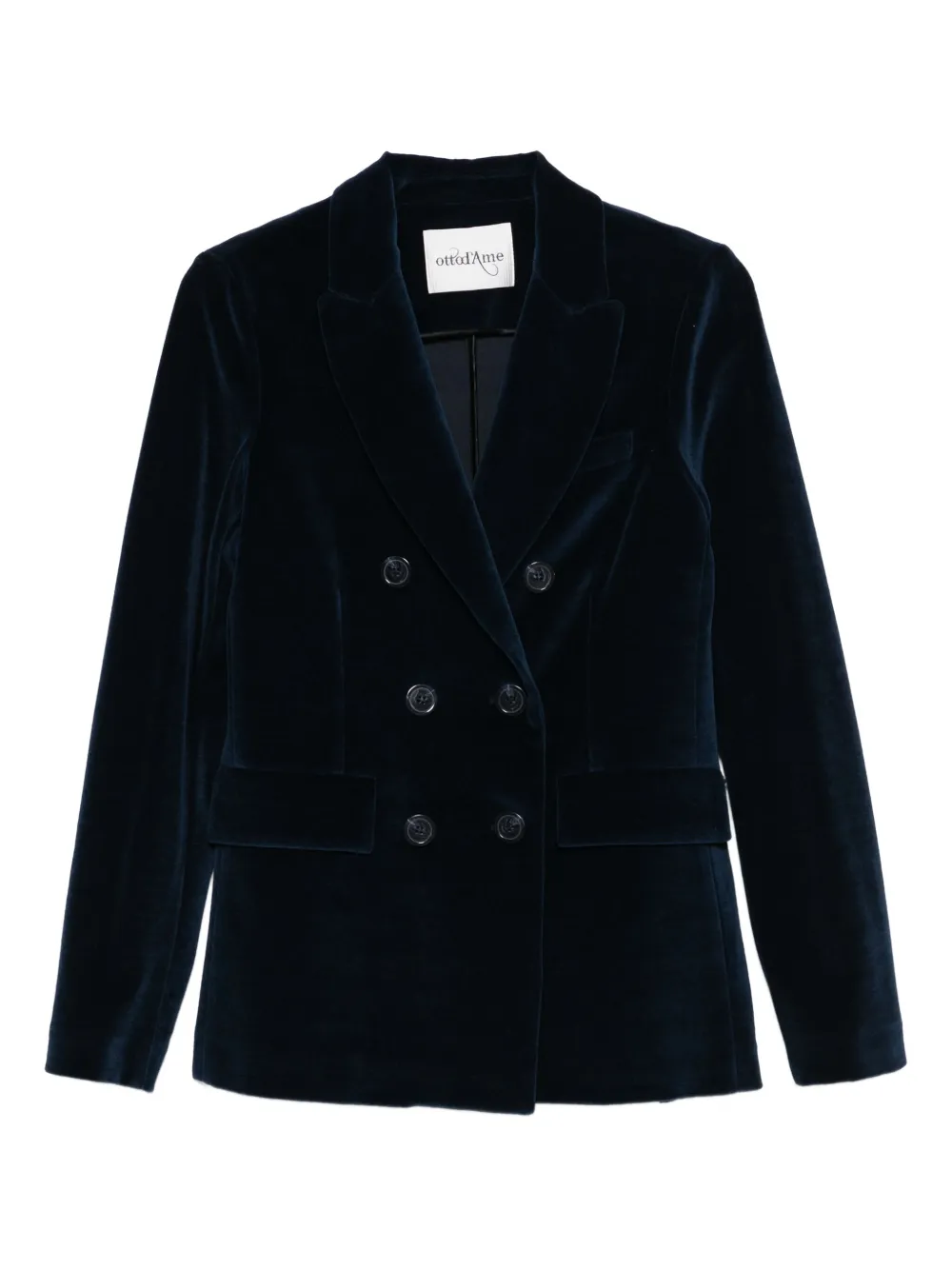 Ottod'ame Velvet Double-breasted Blazer In Blue