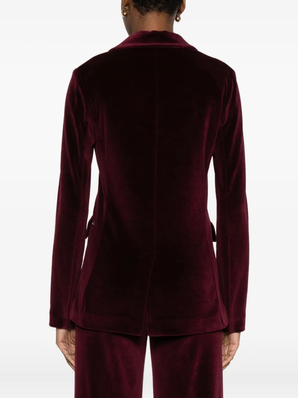 Ottod'ame Velvet Double-breasted Jacket In Burgundy