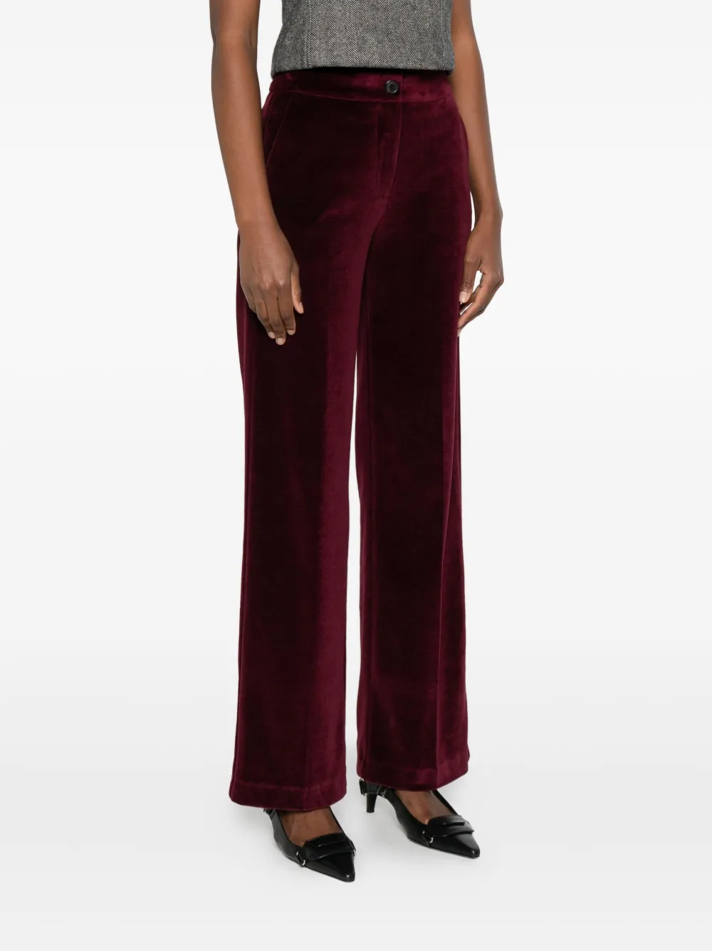 Ottod'ame Velvet Straight Trousers In Black
