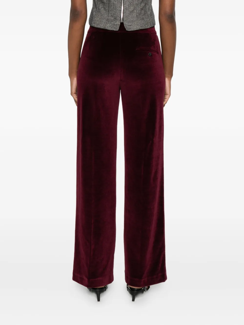 Ottod'ame Velvet Straight Trousers In Black