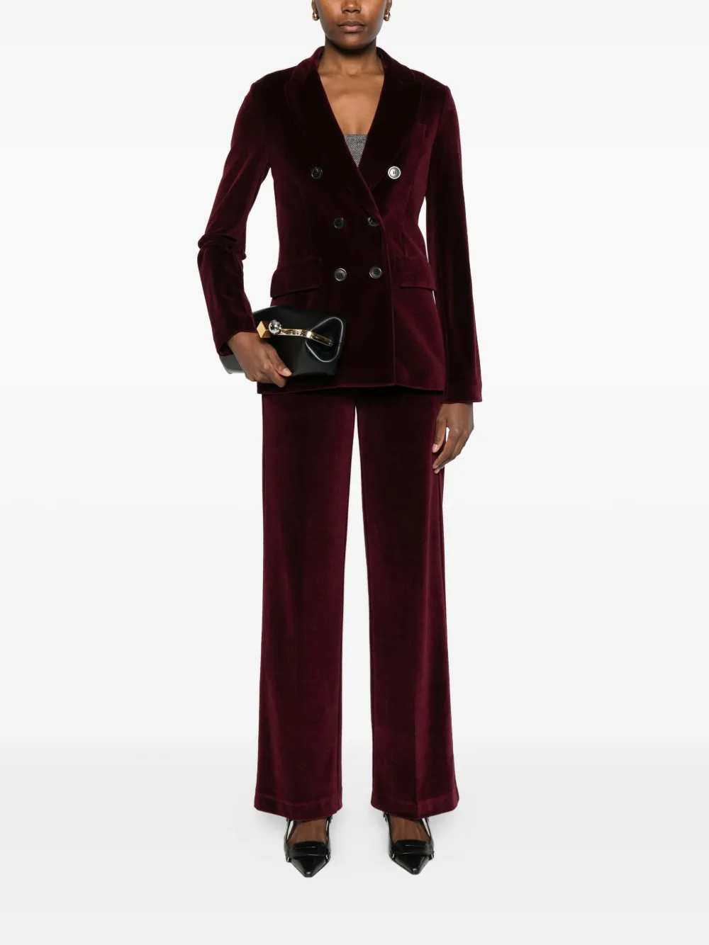Ottod'Ame Fluwelen straight broek - Rood
