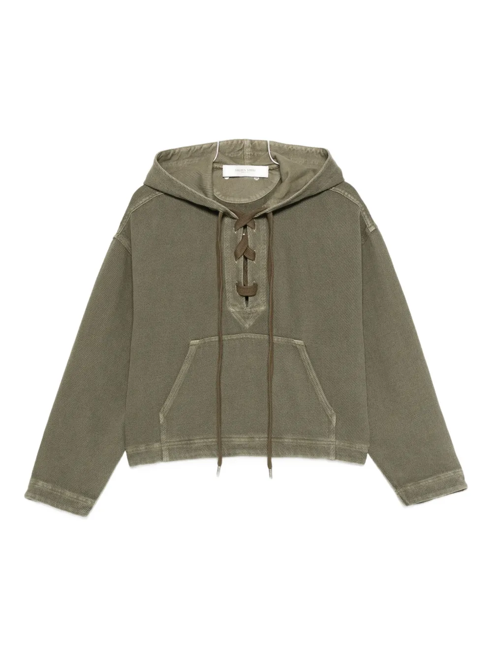 Golden Goose Hooded Sweatshirt With Lace-up Detail In Green