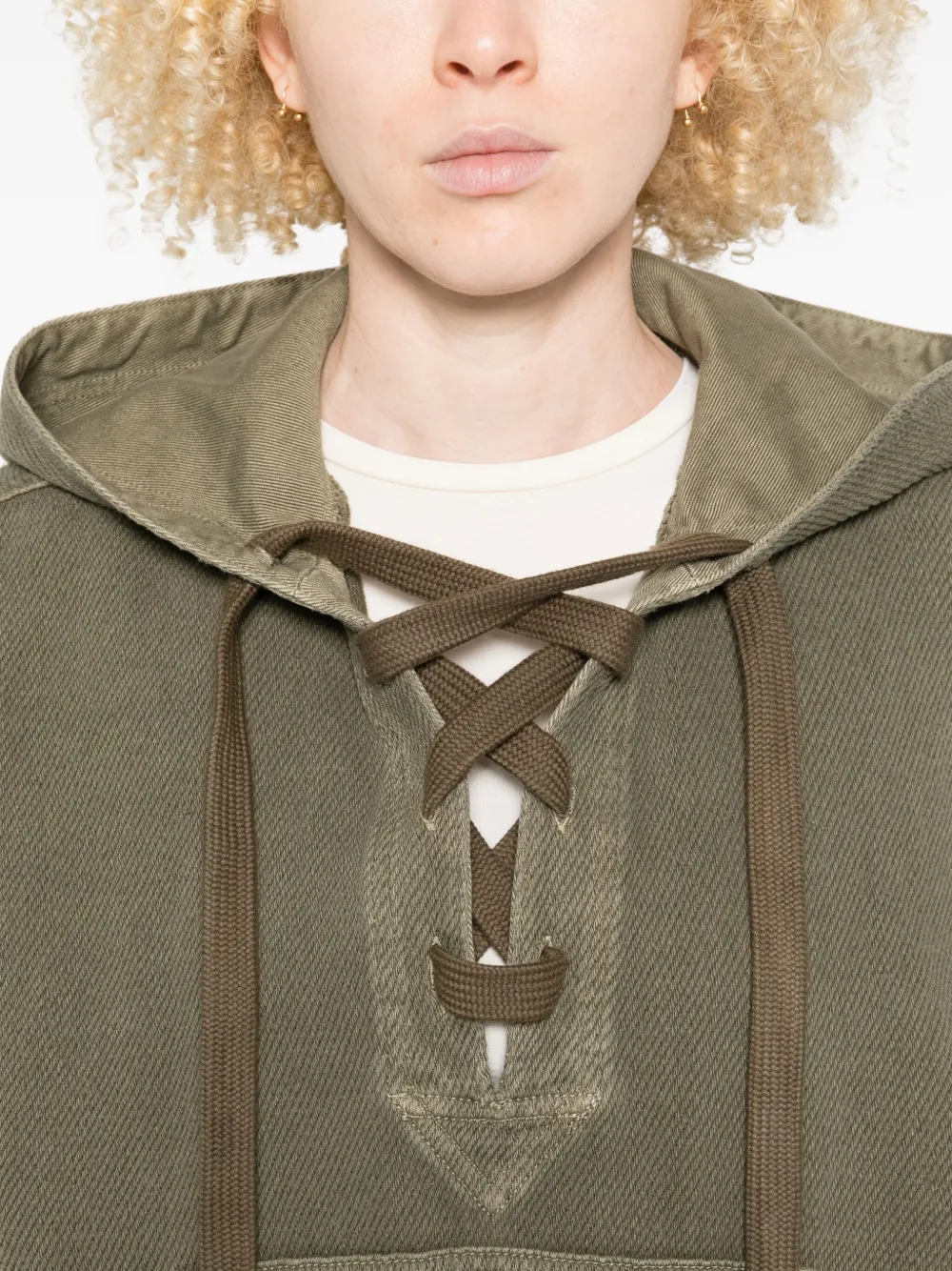Golden Goose Hooded Sweatshirt With Lace-up Detail In Green