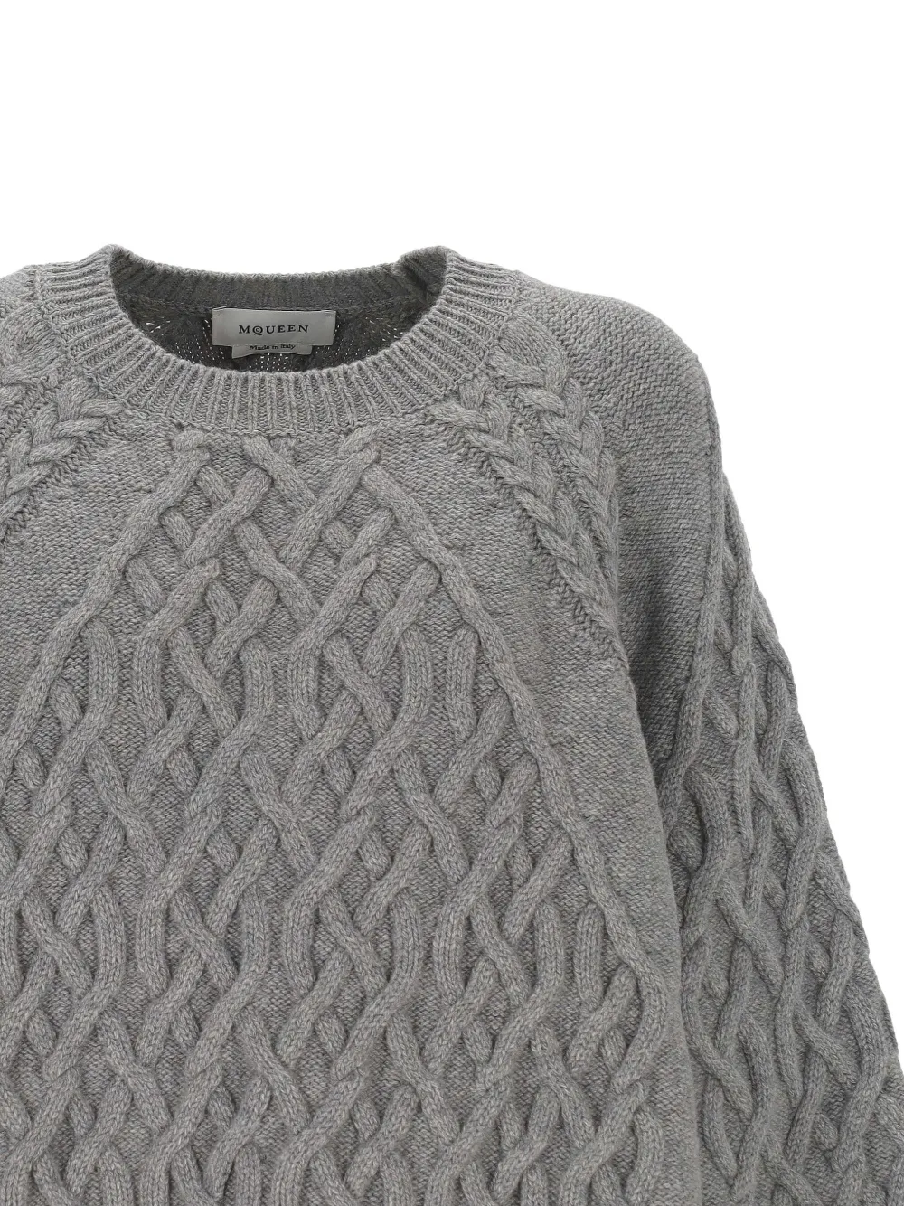 Alexander Mcqueen Cable-knit Wool Sweater In Gray