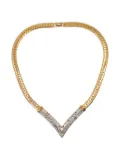 Christian Dior Pre-Owned 1980s V crystal-embellished necklace - Gold