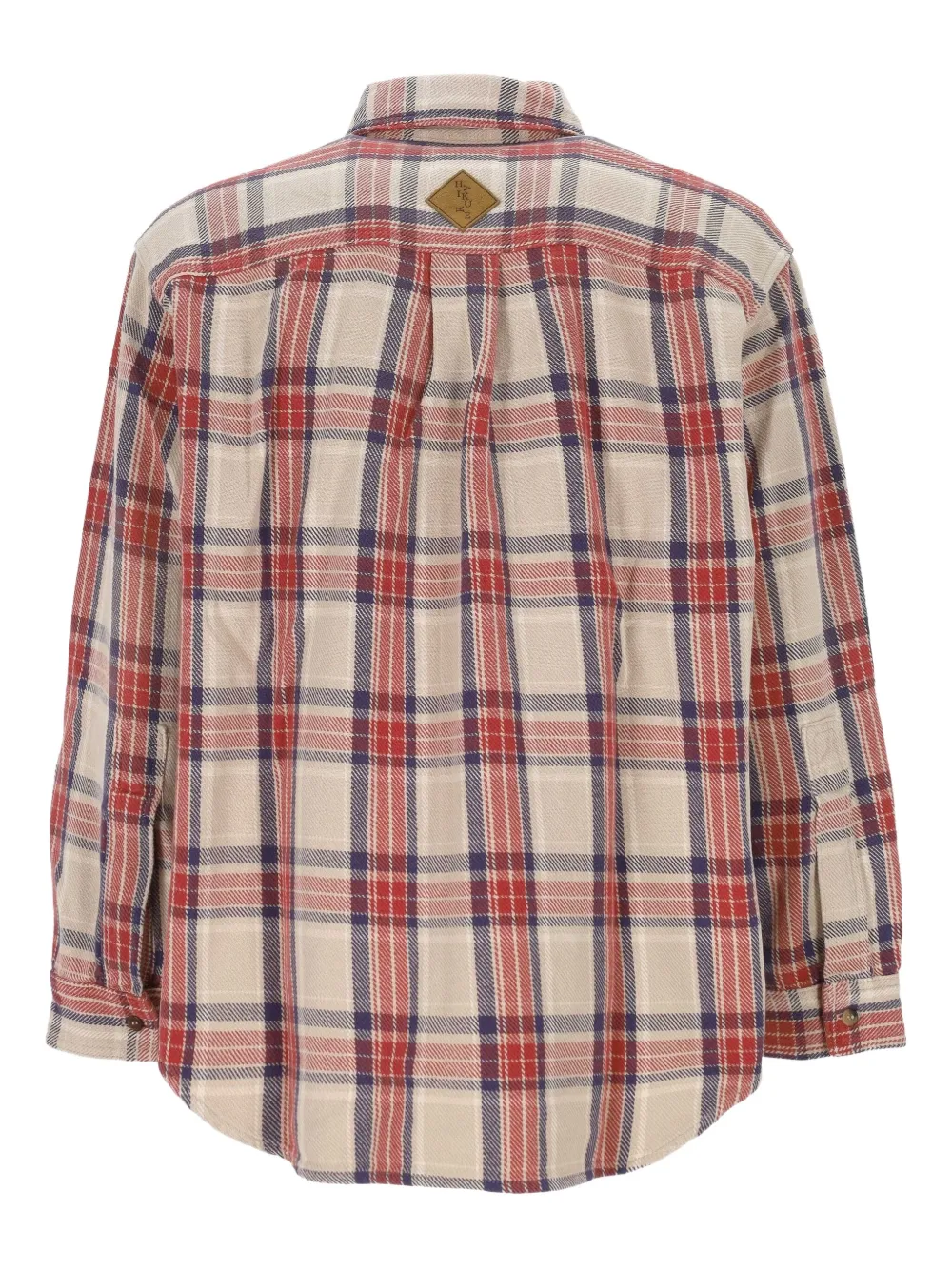 Haikure checked-pattern chest-pocket shirt - Beige