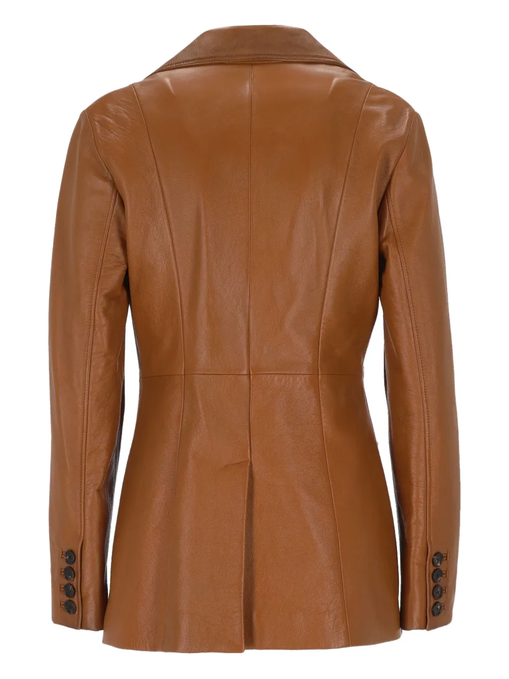Chloé Structured Leather Blazer Notched Lapel In Brown
