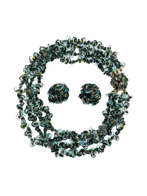Christian Dior Pre-Owned 1967 bead-embellished necklace and earrings set